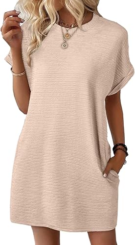 Womens Summer Dresses Fashion 2025 Short Sleeve Spring Mini Dress Casual Beach Vacation Clothes Dresses
