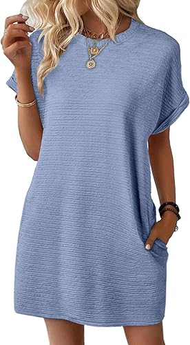 Womens Summer Dresses Fashion 2025 Short Sleeve Spring Mini Dress Casual Beach Vacation Clothes Dresses