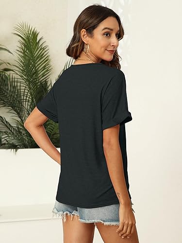 T Shirts Short Sleeve V Neck Tees Womens Fashion Tops Trendy Soft 2025 Casual Summer Spring Outfits Clothes