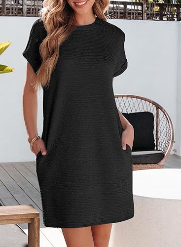Womens Summer Dresses Fashion 2025 Short Sleeve Spring Mini Dress Casual Beach Vacation Clothes Dresses