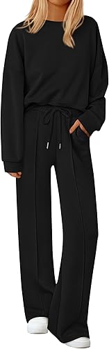 2 Piece Sets For Women Fall Trendy Long Sleeve Sweatshirt Wide Leg Pants Loungewear Set Matching Sweatsuit