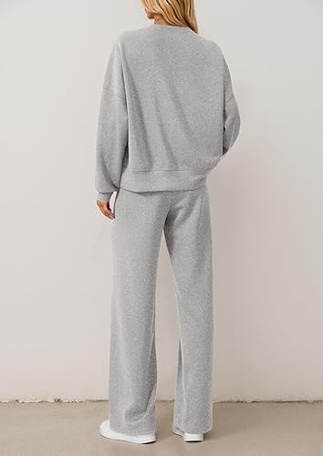 2 Piece Sets For Women Fall Trendy Long Sleeve Sweatshirt Wide Leg Pants Loungewear Set Matching Sweatsuit