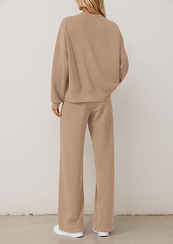 2 Piece Sets For Women Fall Trendy Long Sleeve Sweatshirt Wide Leg Pants Loungewear Set Matching Sweatsuit