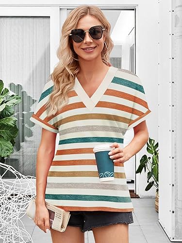 T Shirts Short Sleeve V Neck Tees Womens Fashion Tops Trendy Soft 2025 Casual Summer Spring Outfits Clothes