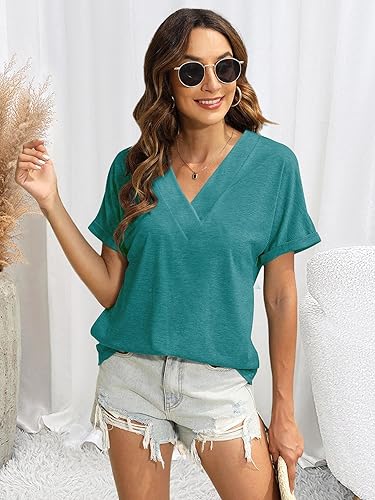 T Shirts Short Sleeve V Neck Tees Womens Fashion Tops Trendy Soft 2025 Casual Summer Spring Outfits Clothes